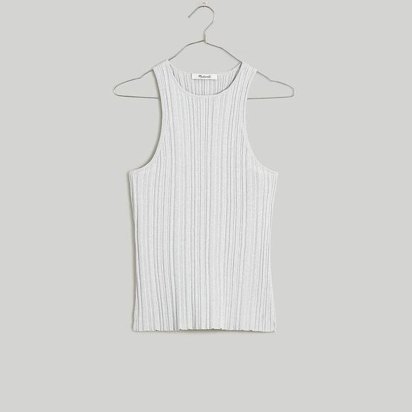 The Signature Shimmer Knit Cutaway Sweater Tank Vapor Silver Size XXS NO048 - Picture 4 of 5